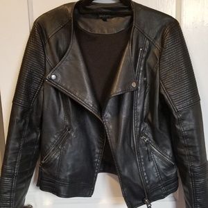Topshop Faux Leather Moto Jacket Cotton-Lined